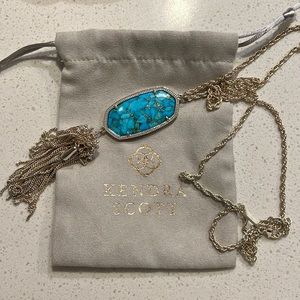 Kendra Scott long necklace in turquoise and gold